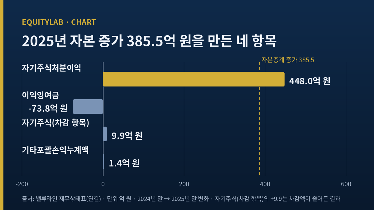 하이젠알앤엠 주가 뒤 2025년 자본 증가 항목별 막대